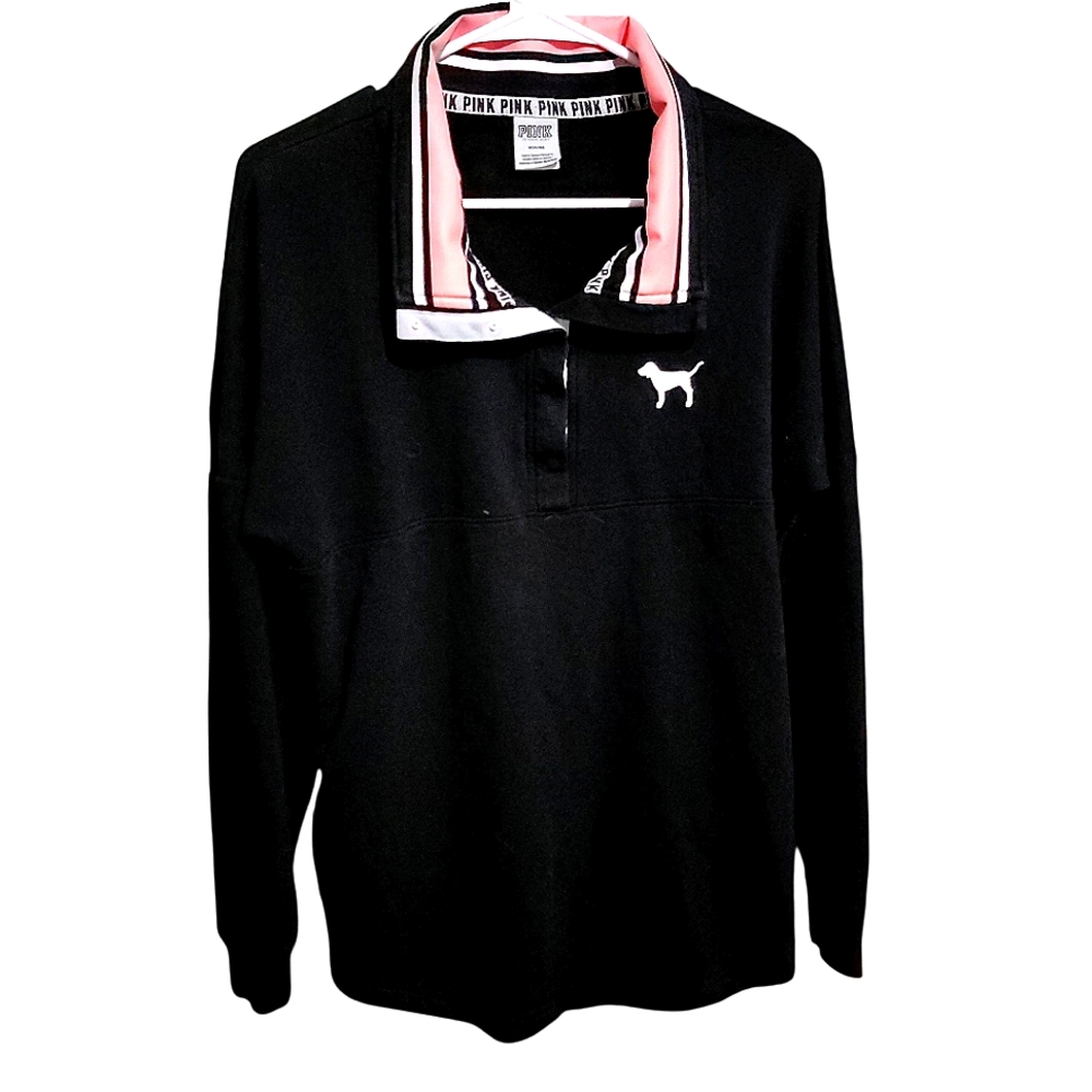PINK Victoria's Secret Black and Pink Zip Up